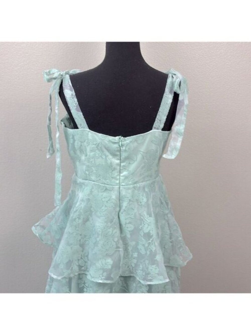 Lulus Glamorous Sweetie Sage Green Burnout Floral Bustier Midi Dress L - Picture 7 of 9